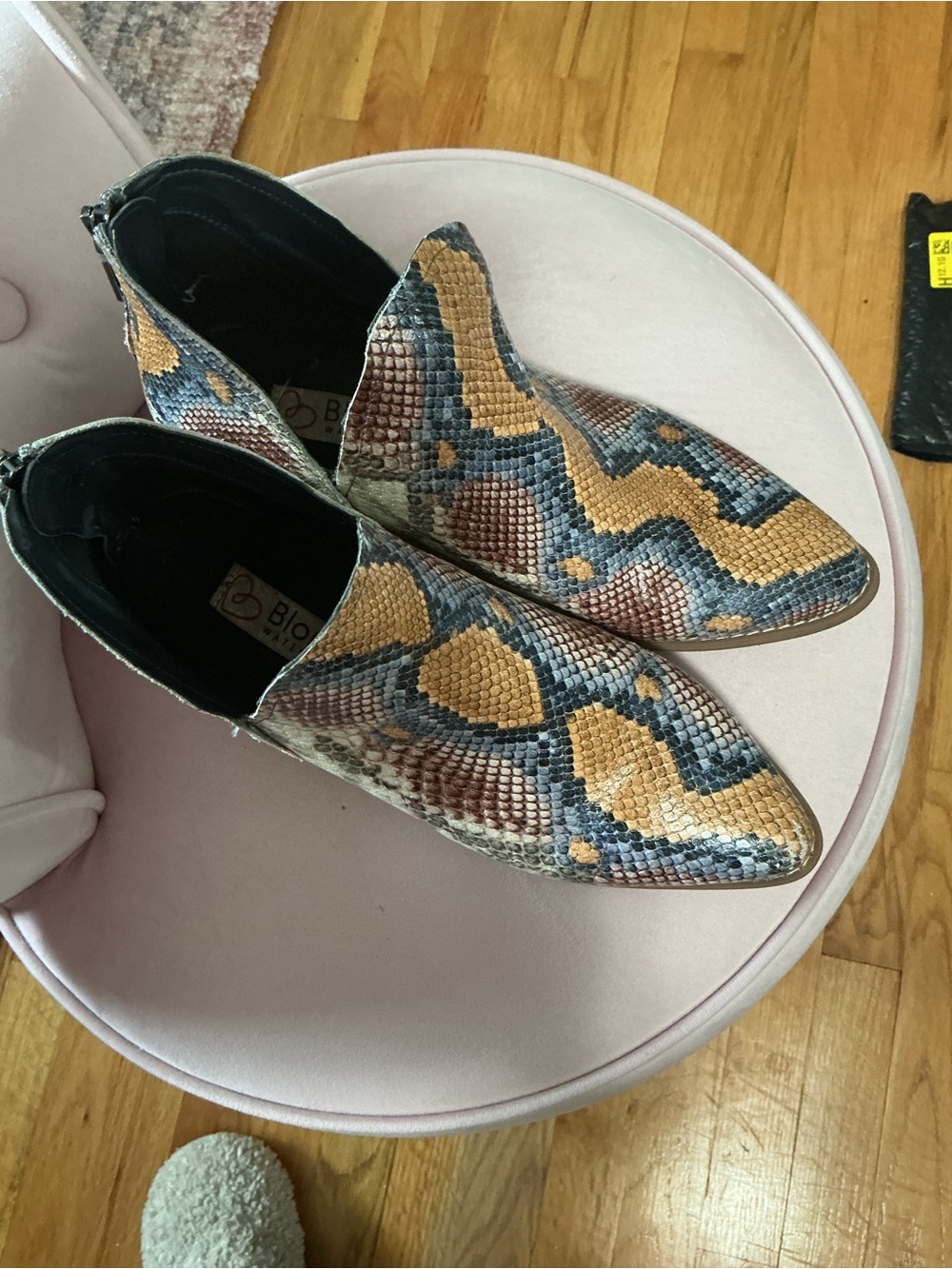 Blondo Multicolor Snake-Print Pointed Ankle Booties